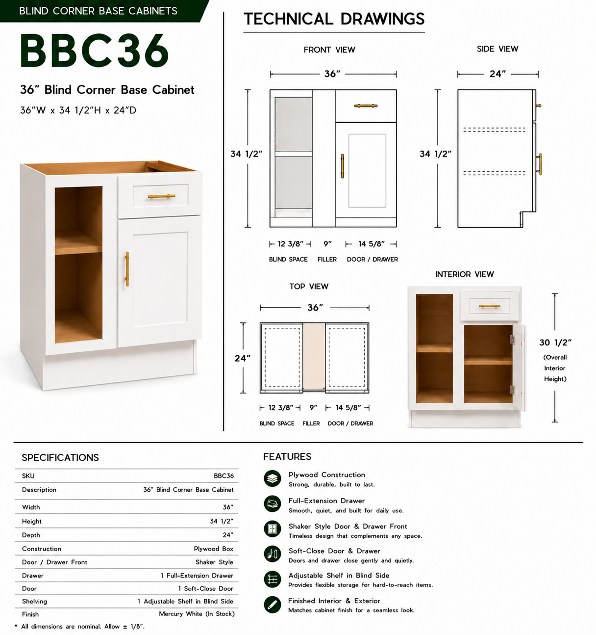 Base Cabinets – Blind Corner