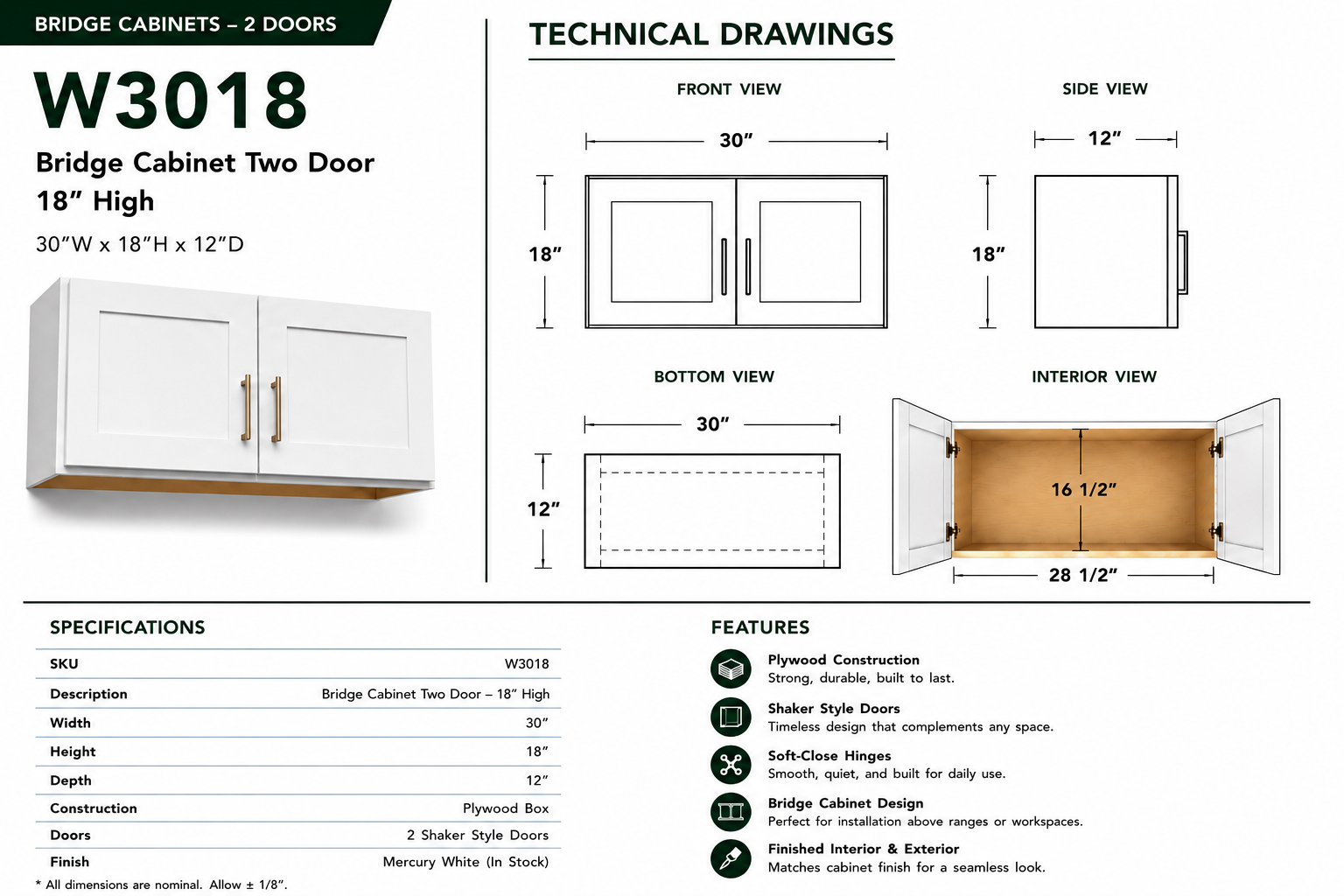 Wall Cabinets – Bridge Cabinets