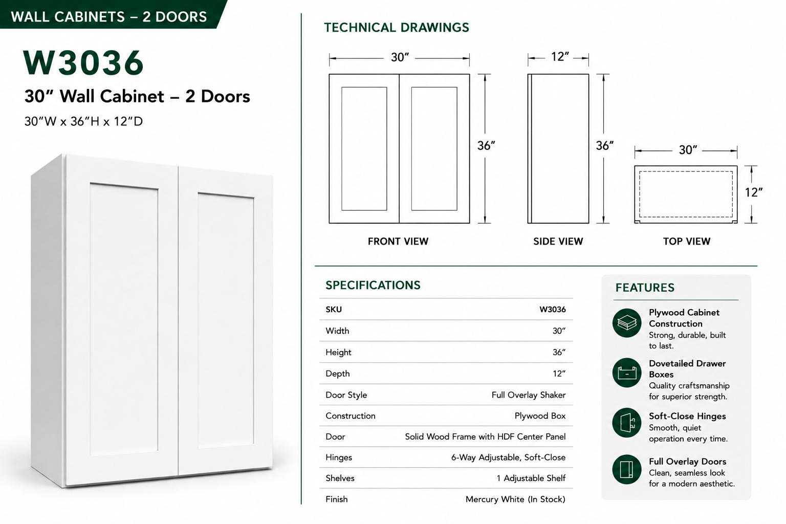 Wall Cabinets – 2 Door