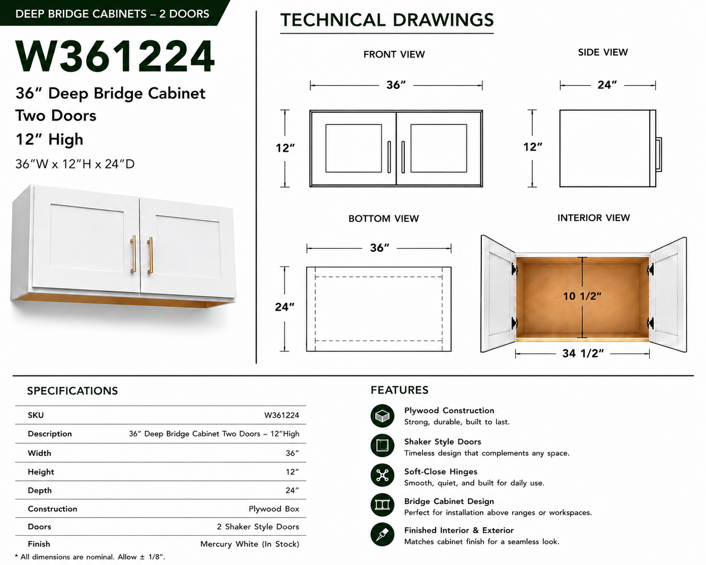 Wall Cabinets – Deep Bridge Cabinets