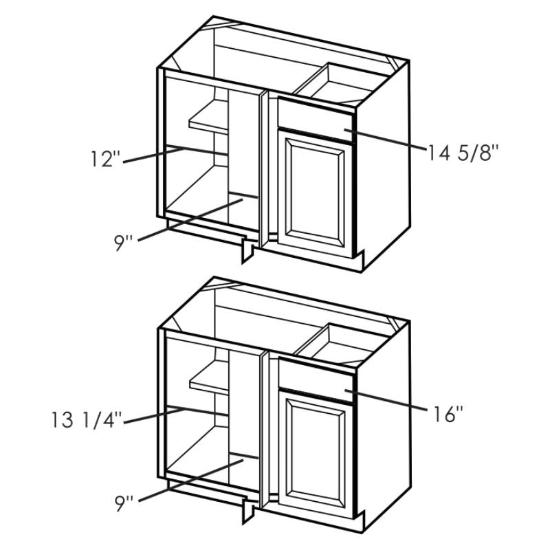 Shaker Blind Corner Base Cabinet - Available in 36" & 42" Widths
